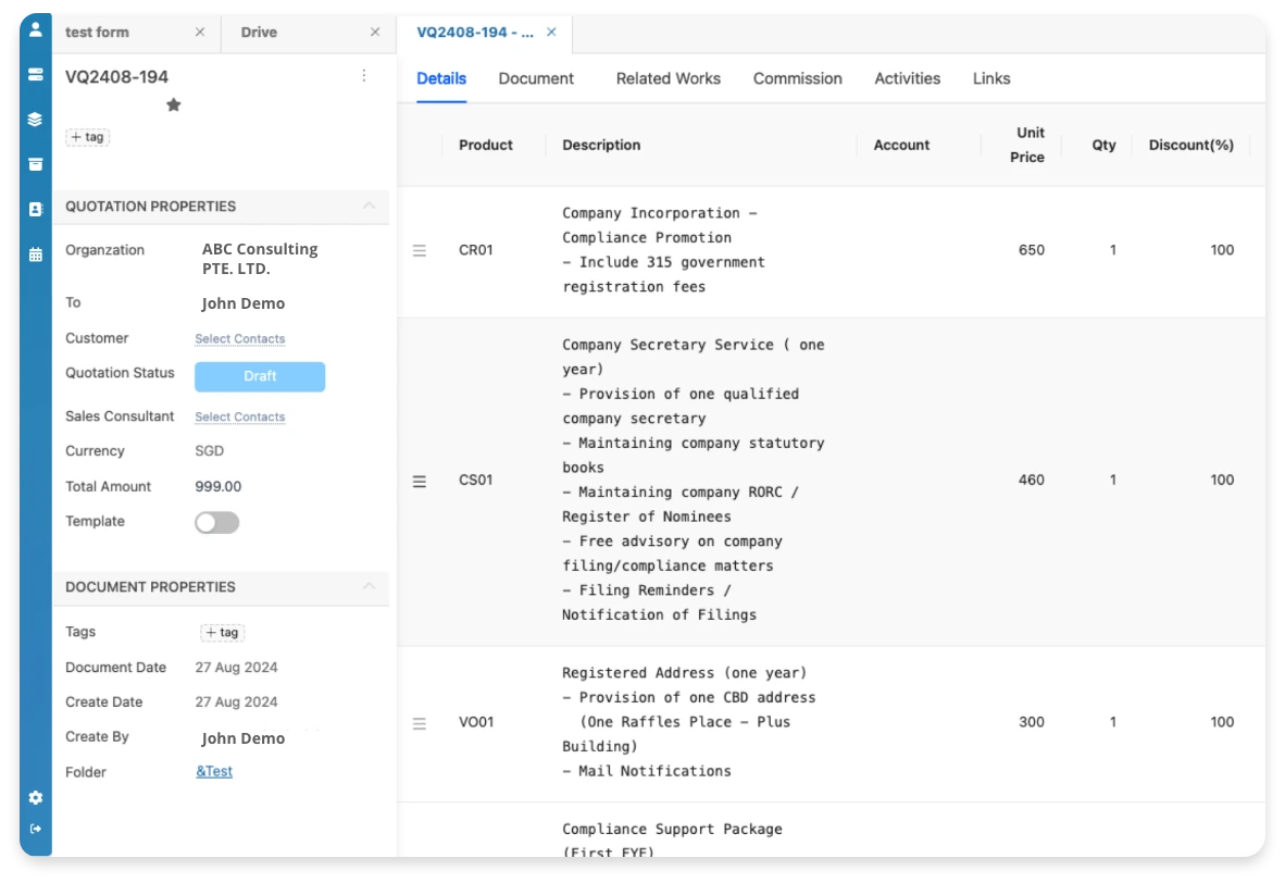 Quotations and Work Management